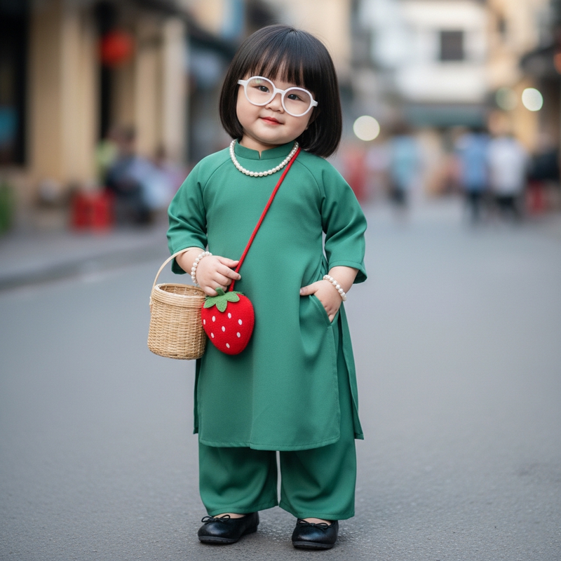 Ém bé, baby, kids, bé gái, little girl, dễ thương, cute, áo dài, Việt Nam