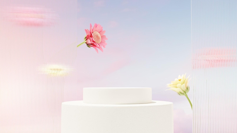 Hình nền, background, nền, cỏ, bãi cỏ, hoa, flower, pink, purple, bệ đỡ, podium, quảng cáo