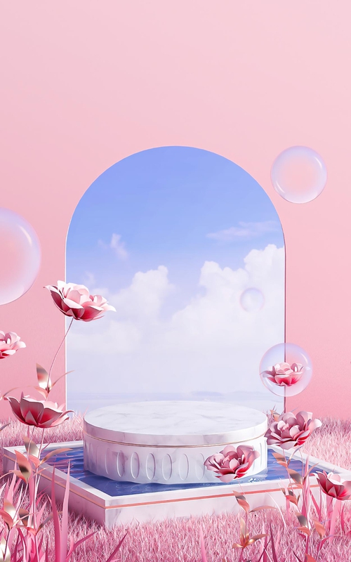 Podium, bệ, bệ đỡ, quảng cáo, sân khấu, stage, màu hồng, pink, nền, hình nền, background 5