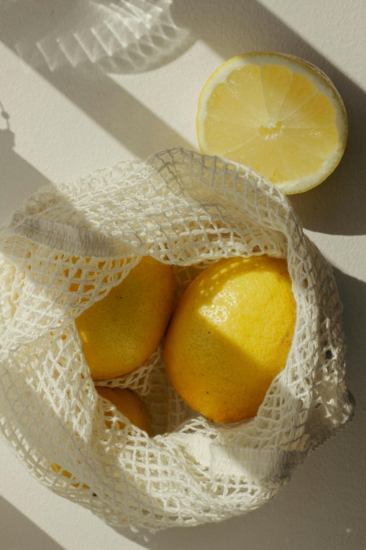 Chanh, trái cây, giỏ lưới, giỏ, lemon, fruit, mesh basket, basket- Ani Coloca