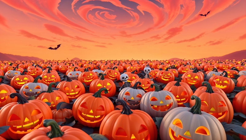 Halloween, khung cảnh halloween, bí đỏ, kinh dị, 3D, halloween scene, pumpkin, horror - Amme