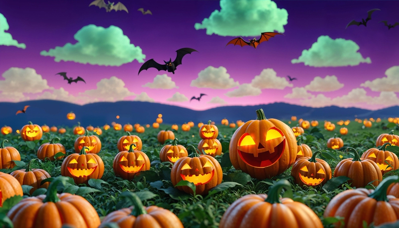 Halloween, khung cảnh halloween, bí đỏ, kinh dị, 3D, halloween scene, pumpkin, horror - Amme 3