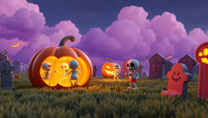 Halloween, khung cảnh halloween, bí đỏ, kinh dị, 3D, halloween scene, pumpkin, horror - Amme 4