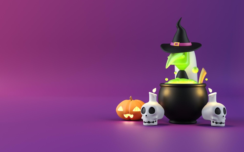Halloween, nồi phù thủy, đầu lâu,  trang trí halloween, lễ hội, witch pot, skull, halloween decoration, festival - Tinny 1
