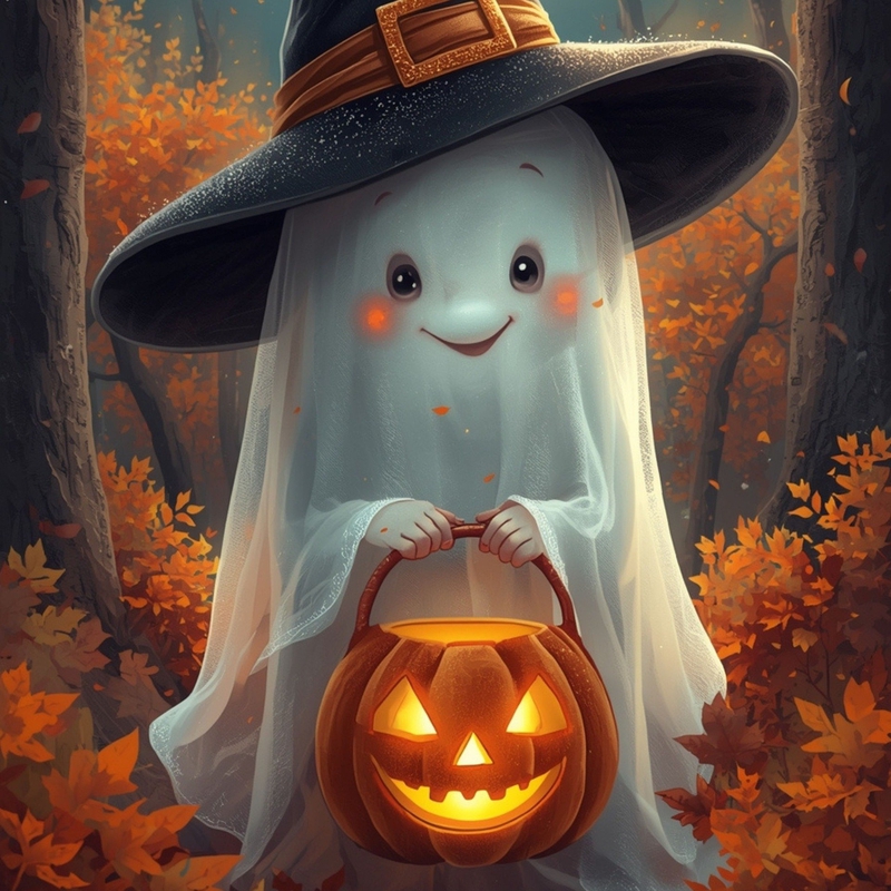 Halloween, con ma, dễ thương, lễ hội hóa trang, bí đỏ, ghost, cute, carnival, pumpkin - u_l0ujt0m2qd
