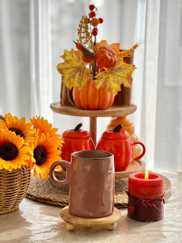 Halloween, ly, cốc sứ, dụng cụ trang trí halloween, bí đỏ, hoa khô, không gian, cups, ceramic mugs, halloween decorations, pumpkins, dried flowers, space-yasminizm 1