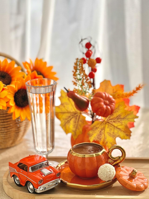 Halloween, ly, cốc sứ, dụng cụ trang trí halloween, bí đỏ, hoa khô, không gian, cups, ceramic mugs, halloween decorations, pumpkins, dried flowers, space-yasminizm 3