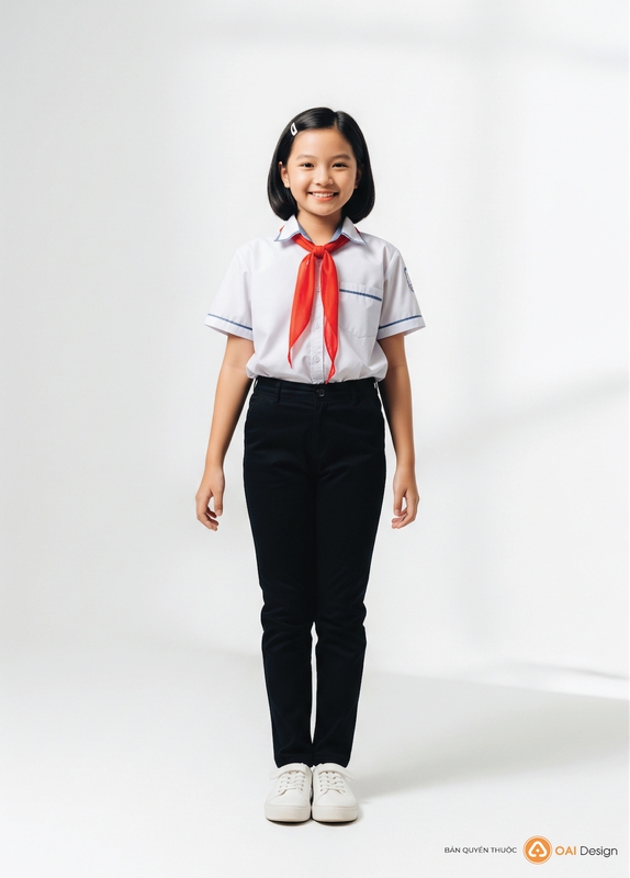 Học sinh, học sinh nữ, khăn quàng đỏ, Việt Nam, students, female students, red scarf, Vietnam - Phạm Quốc Oai