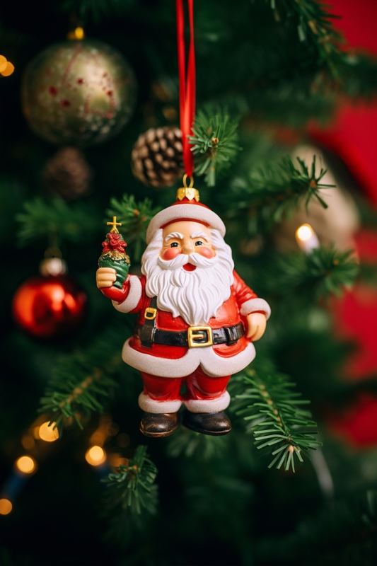 Giáng sinh, ông già noel, trang trí, tượng, cây thông , trái châu, christmas, Santa Claus, decoration, statue, pine tree, bauble