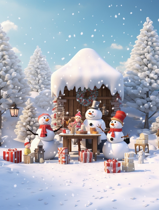 Giáng sinh, người tuyết, hôp quà, trang trí, tuyết, khung cảnh noel, christmas, snowman, gift box, decoration, snow, christmas scene