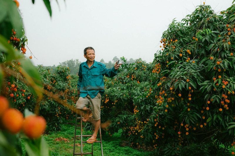 Đàn ông, vườn vải, nông dân, lychee garden, man, farmer - HONG SON 3