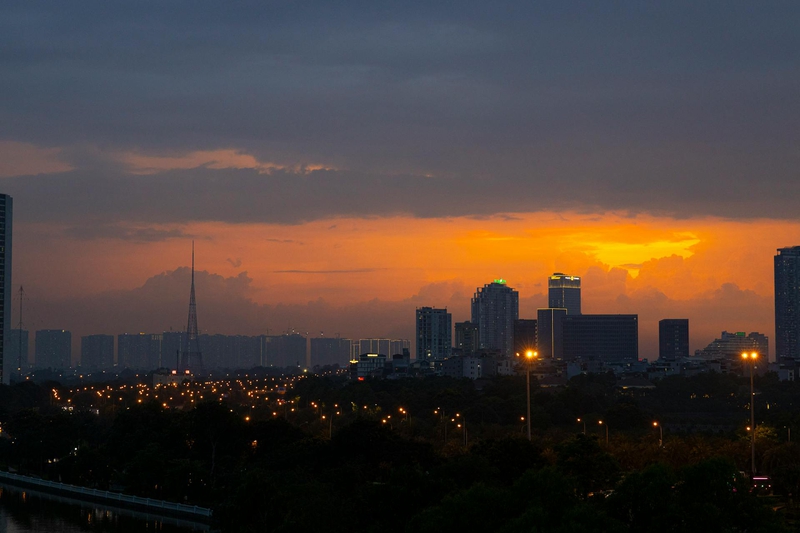 Thành phố, tòa nhà, hoàng hôn, màn đêm, city, building, sunset, night- HONG SON