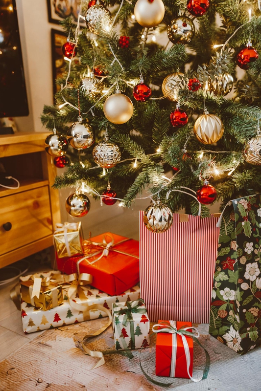 Hộp quà, quà giáng sinh, cây thông, trang trí, nơ, gift box, pine tree, Christmas gift, decor, bow - ROMAN ODINTSOV