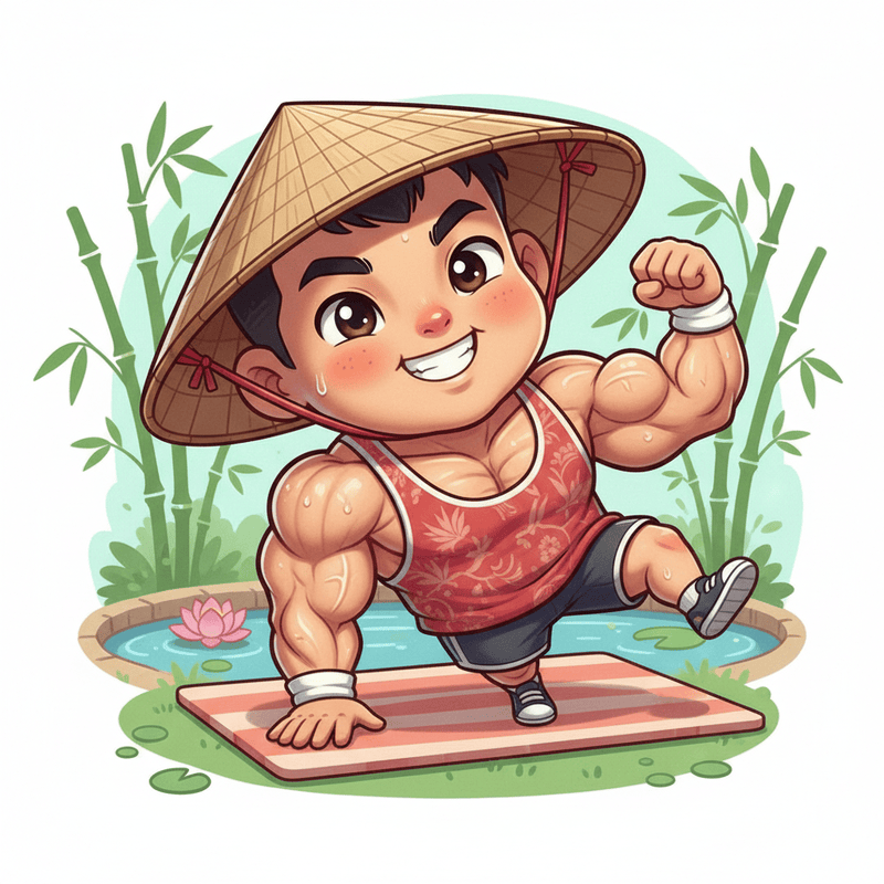 hình ảnh người nam đang chống đẩy, một cách vui nhộn hài...