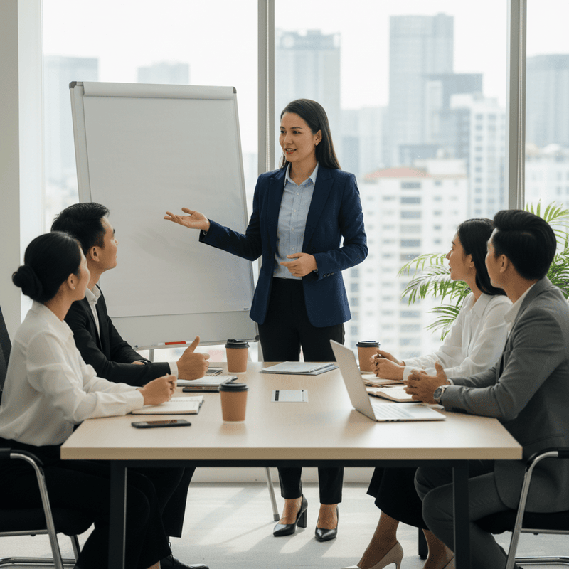 một người quản lý / trưởng phòng chuyên nghiệp, đưa ra quyết...