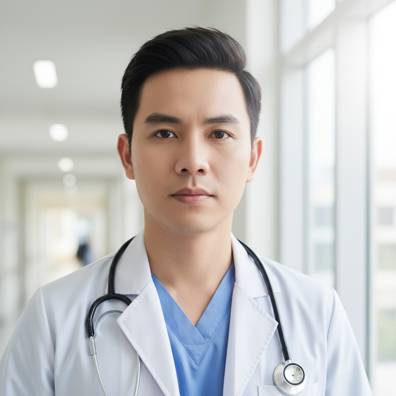 tạo ảnh chân dung ca sĩ Sơn Tùng MTP trong trang phục bác sĩ . Với...