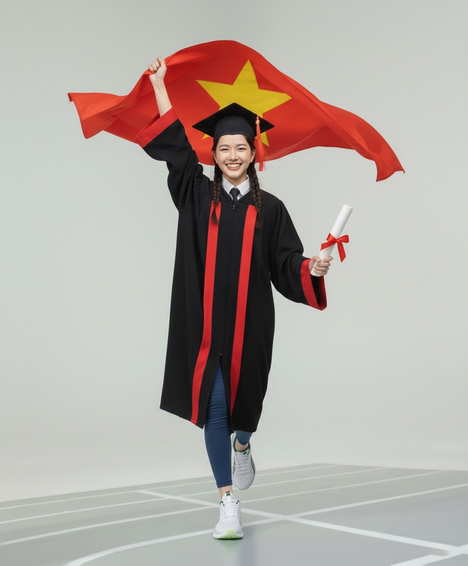 Cô gái, tốt nghiệp, phụ nữ, vui vẻ, cử nhân, cờ, trang phục cử nhân, girl, flag, graduating, woman, cheerful, bachelor's degree holder, graduation attire 1