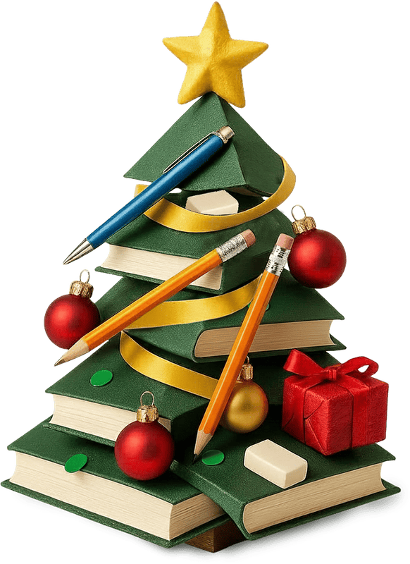 Cây thông, sách, giáng sinh, giấy, ngôi sao, đèn, bút, viết, hộp quà, cục tẩy, pine tree, book, christmas, paper, star, light, pen, writing, gift box, eraser 4