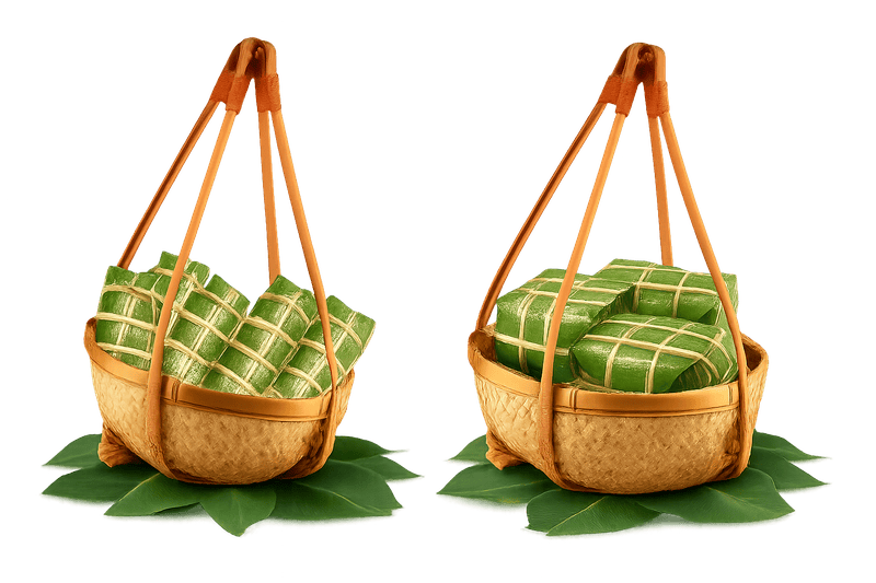 Bánh chưng, bánh tét, quan gánh, món ăn ngày tết, Banh chung, banh tet, carrying poles, Tet holiday dishes.