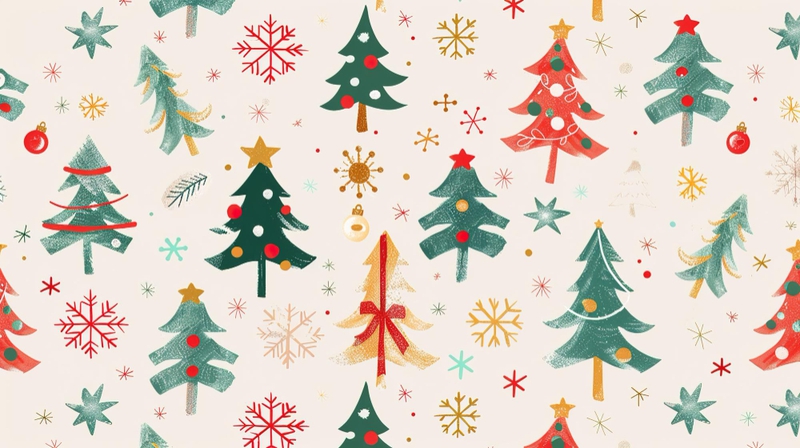 Mô hình cây thông noel, cây thông, giáng sinh, noel, họa tiết, màu đỏ, màu xanh lá cây, màu vàng, màu kem, bông tuyết, christmas tree pattern, christmas tree, christmas, xmas - kfccc588