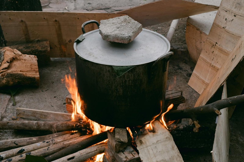 Nồi bánh, bánh chưng, Tết, Tết Nguyên Đán, pot for making rice cakes, flowers, Tet, Lunar New Year- Lylah To 1