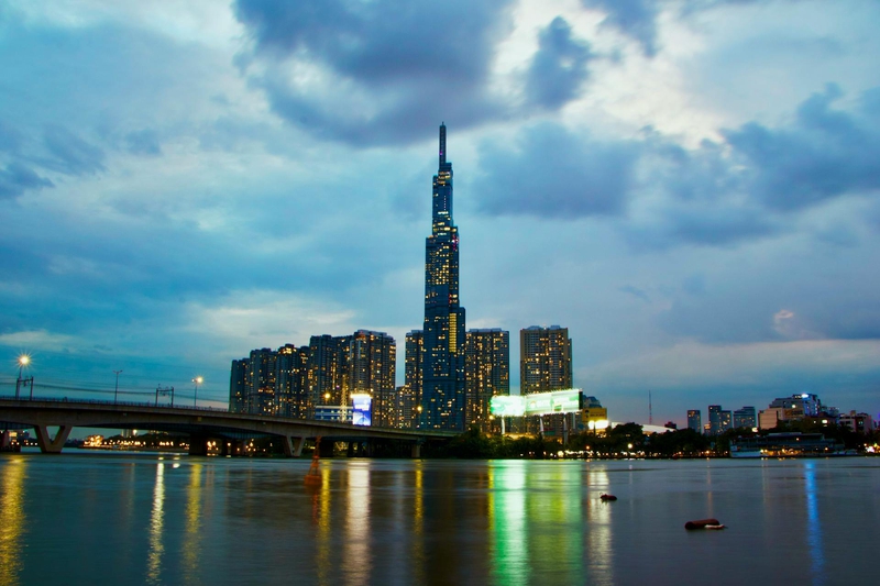 Sông, tòa nhà, cầu, thành phố, Sài Gòn, river, brigde, night, city, Saigon, Hồ Chí Minh - Tuan Vy