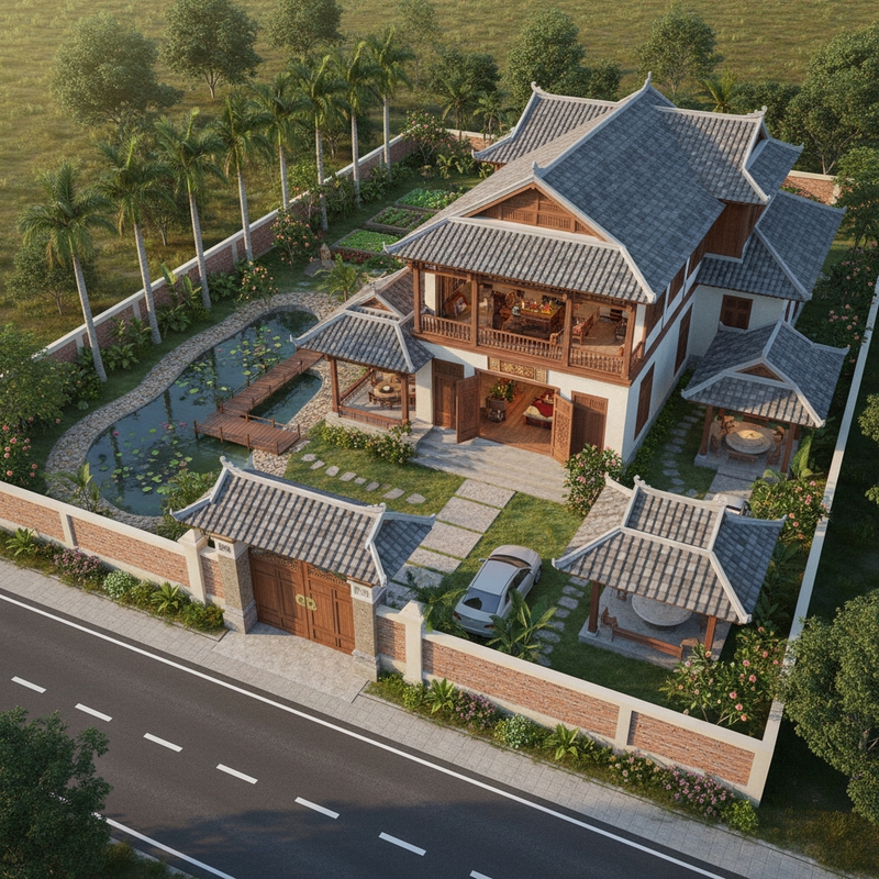 khu đất tổng diện tích ngang 30m x dài 60m. hãy thiết kế dùm tôi...