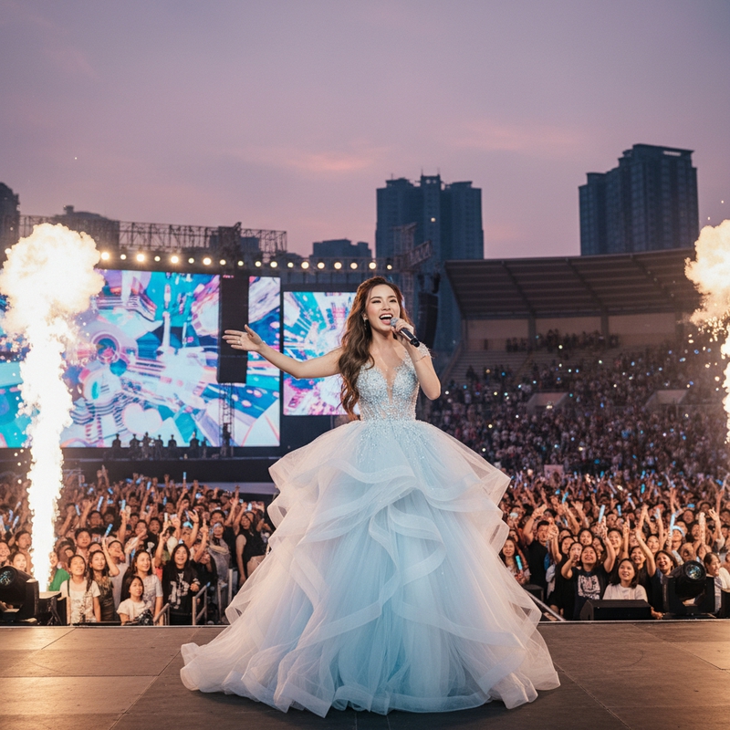 channie là một ca sĩ v-pop Việt Nam rất xinh đang hát ở một concert...
