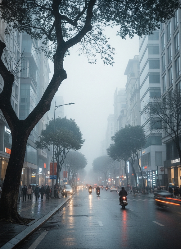 Chụp ảnh đường phố hà nội hiện đại ngày mùa đông có chút...