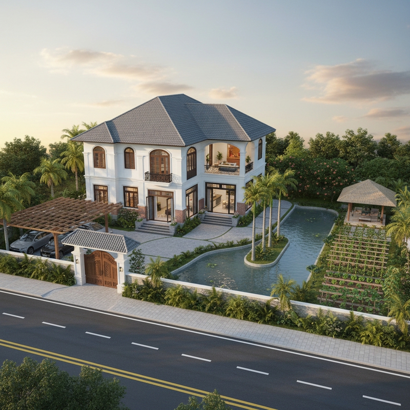 khu đất tổng diện tích ngang 30m x dài 60m. hãy thiết kế dùm tôi...