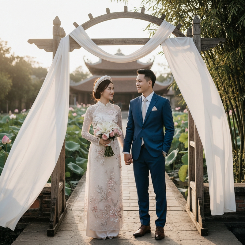 Tạo ảnh cô dâu chú rể . Với đặc điểm phong cách thực tế ....