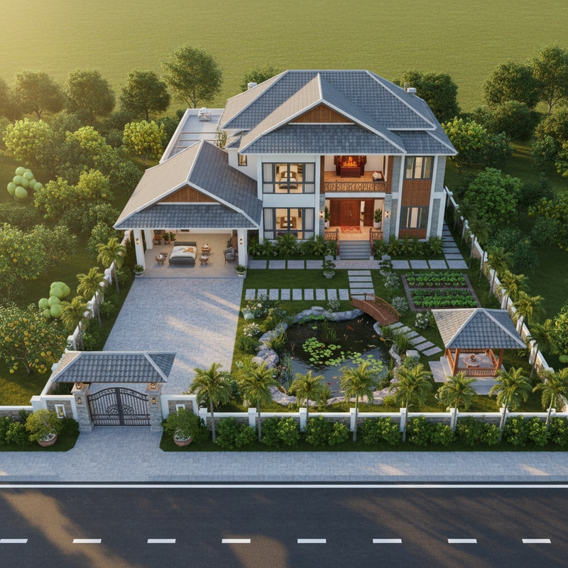 khu đất tổng diện tích ngang 30m x dài 60m. hãy thiết kế dùm tôi...