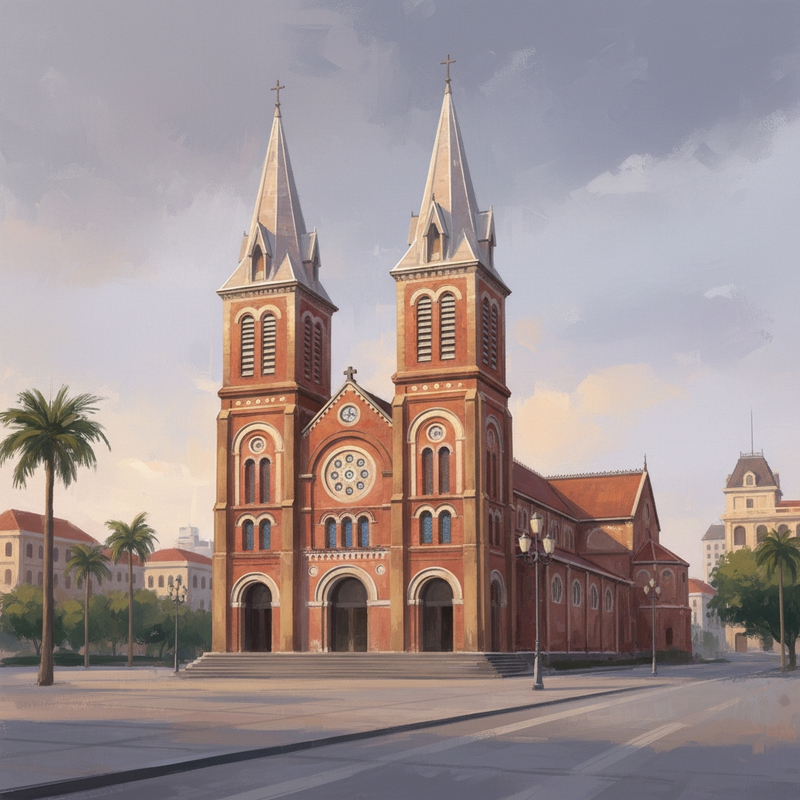 Nhà thờ Đức Bà ở thành phố Hồ Chí Minh. Với đặc điểm Phong...