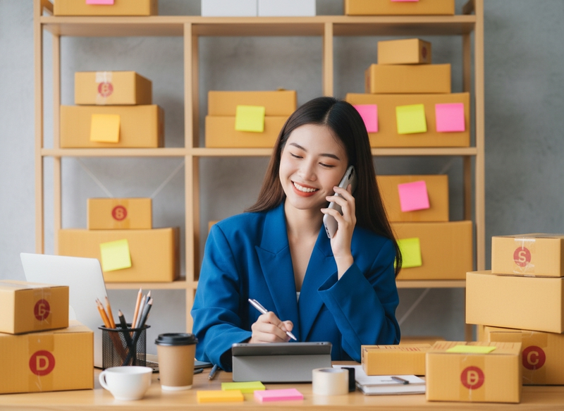 Ảnh chụp một cô gái trẻ Việt Nam đang làm việc trong không gian...