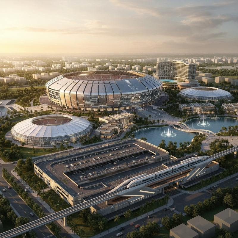 thiết kế quần thể sân vận động khổng lồ sức chứa 130000...