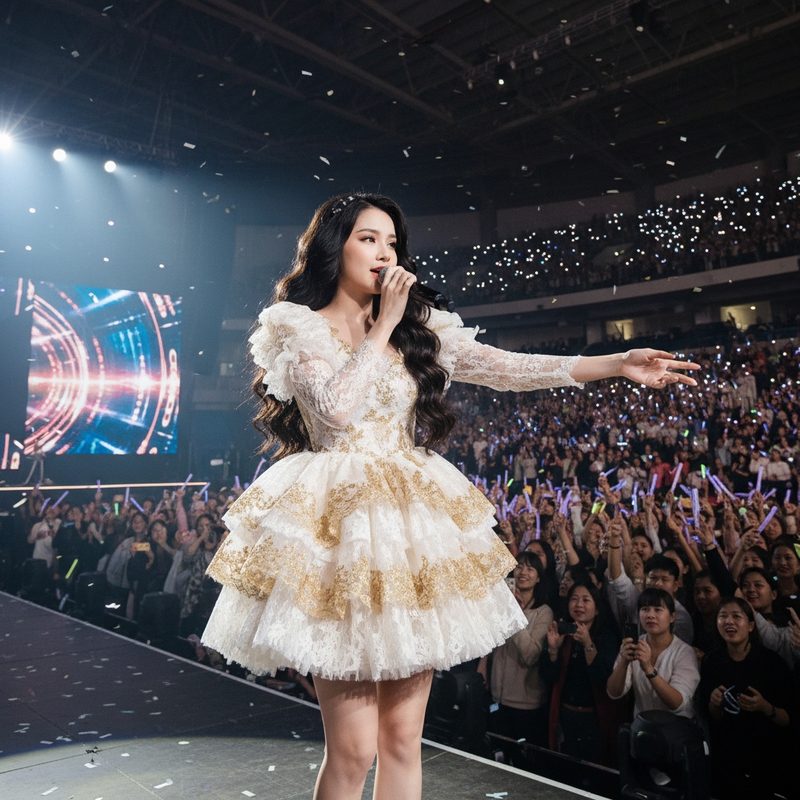 channie là một ca sĩ v-pop Việt Nam rất xinh đang hát ở một concert...