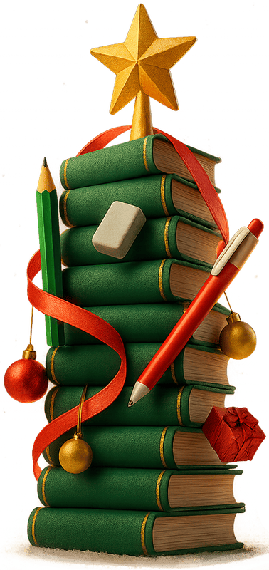 Cây thông, sách, giáng sinh, giấy, ngôi sao, đèn, bút, viết, hộp quà, cục tẩy, pine tree, book, christmas, paper, star, light, pen, writing, gift box, eraser 3