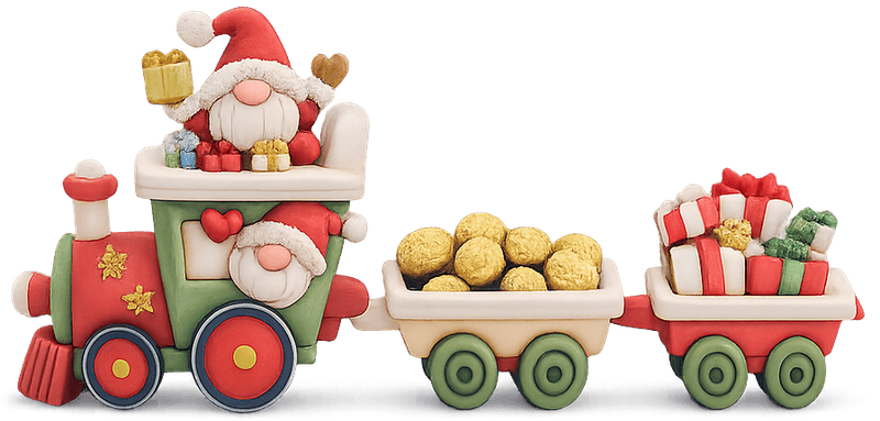 Tàu hỏa lùn giáng sinh, mô hình tàu, trang trí, ông già noel, quà tặng, đồ chơi, christmas gnome train, train model, decoration, santa claus, gift, toy