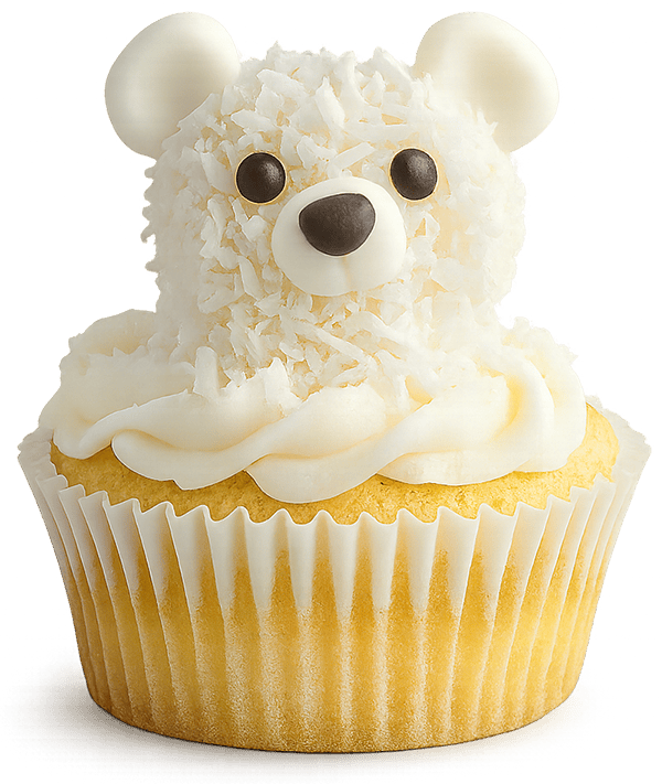 Bánh cupcake gấu bắc cực, giáng sinh, cupcake, gấu bắc cực, dừa nạo, kem, bánh ngọt, polar bear cupcake, christmas, cupcake, polar bear, shredded coconut, cream, pastry