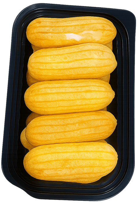 Bánh su kem dài, bánh ngọt, món tráng miệng, hộp nhựa, choux, kem vani, eclair, sweet cake, dessert, plastic box, choux, vanilla cream