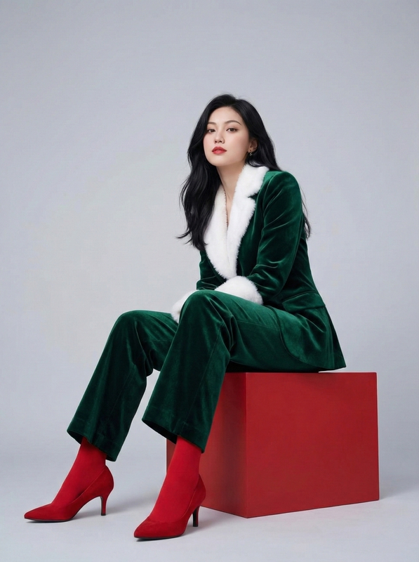 Cô gái, người mẫu, trang phục giáng sinh, mũ giáng sinh, girl, model, christmas outfit, santa hat