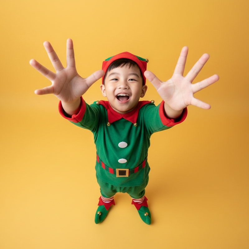 Bé trai, trẻ em, giáng sinh, trang phục yêu tinh, mũ yêu tinh, vui vẻ, asian boy, child, christmas, elf costume, elf hat, cheerful