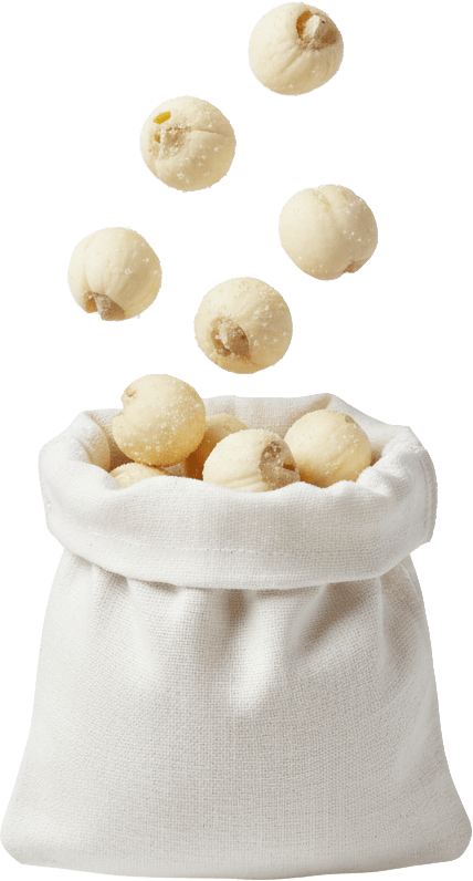 Hạt sen, sấy giòn, túi vải trắng, hạt rơi, ăn vặt, quà tặng, thực phẩm, Dried lotus seeds, crispy, white canvas bag, falling seeds, snack, gift, food