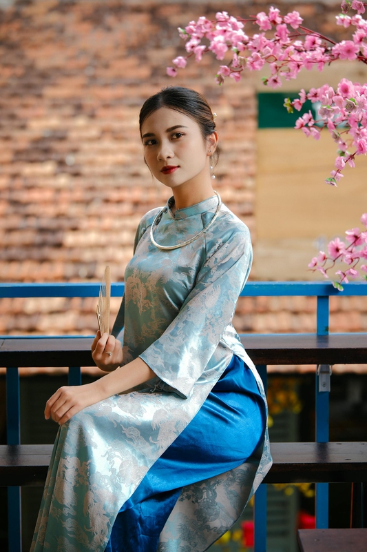 Áo dài, áo dài Việt Nam, áo dài màu xanh dương, con gái, girl, truyền thống, Việt Nam - Khánh LP 2