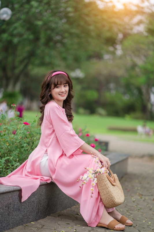 Áo dài, áo dài Việt Nam, áo dài màu hồng, con gái, girl, truyền thống, Việt Nam - Võ Văn Tiến 5 5