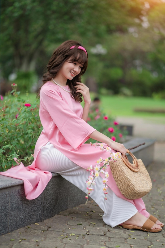 Áo dài, áo dài Việt Nam, áo dài màu hồng, con gái, girl, truyền thống, Việt Nam - Võ Văn Tiến 5 6