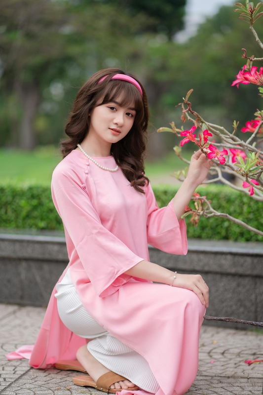 Áo dài, áo dài Việt Nam, áo dài màu hồng, con gái, girl, truyền thống, Việt Nam - Võ Văn Tiến 5 4