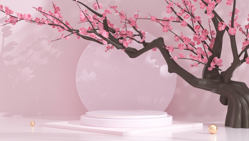 Bục sản phẩm, trang trí tết, hoa đào - Shamim25R