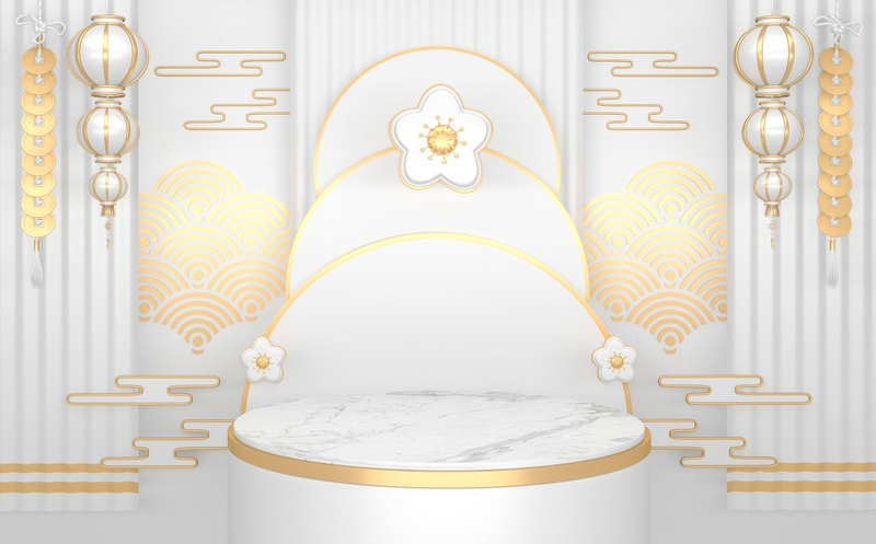 Nền trắng,gold, bục sản phẩm, tết, truyền thống - navamin 5
