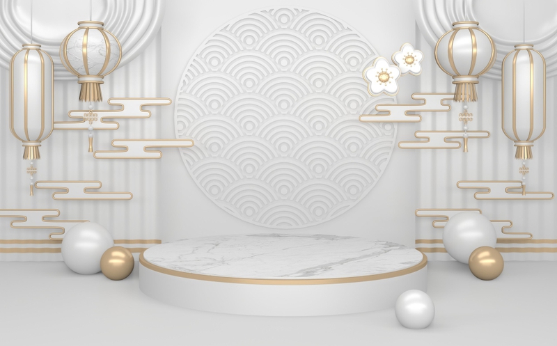 Nền trắng,gold, bục sản phẩm, tết, truyền thống - navamin 4